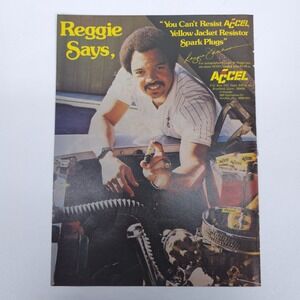 1979 Reggie Jackson ACCEL Yellow Jacket Spark Plugs MLB Endorsement Vtg Print Ad